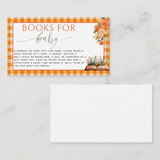 Herbst in Liebe Floral Orange Gingham Bücher für B Begleitkarte (Vorne/Hinten)