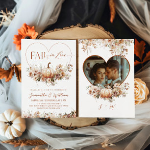 Herbst in Liebe Floral Pumpkin Hear Foto Hochzeit Einladung