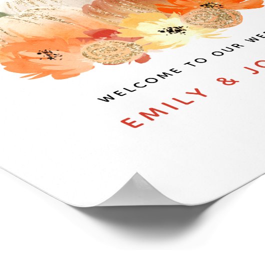 Herbst in Liebe Glittery Pumpkins Begrüßung Poster (Ecke)