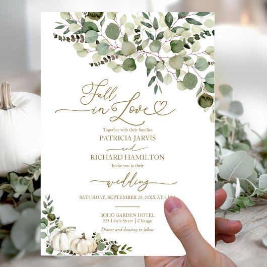 Herbst in Liebe Greenery Pumpkin Wedding Einladung