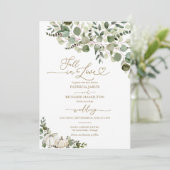 Herbst in Liebe Greenery Pumpkin Wedding Einladung (Stehend Vorderseite)