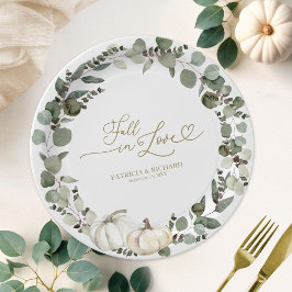 Herbst in Liebe Greenery Pumpkin Wedding Pappteller