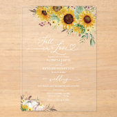 Herbst in Liebe Grünpflanzen Sonnenblumen Hochzeit Acryleinladungen (Vorderseite)