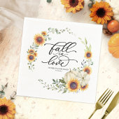 Herbst in Liebe Grünpflanzen Sonnenblumen Hochzeit Serviette