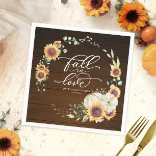 Herbst in Liebe Grünpflanzen Sonnenblumen Hochzeit Serviette