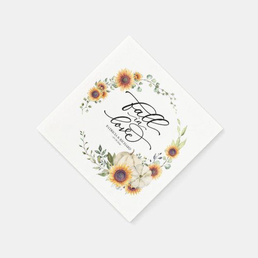 Herbst in Liebe Grünpflanzen Sonnenblumen Hochzeit Serviette (Ecke)