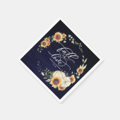 Herbst in Liebe Grünpflanzen Sonnenblumen Hochzeit Serviette (Ecke)