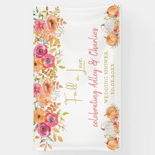 Herbst in Liebe Hochzeitsbanner oder Duschbanner Banner (Vertikal)