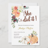 Herbst in Liebe Kürbis Abschlussfeier Einladung (Vorderseite)