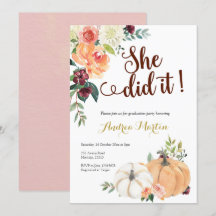 Herbst in Liebe Kürbis Abschlussfeier Einladung