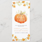 Herbst in Liebe Kürbis Aquarell Hochzeitsmenü Menükarte (Vorderseite)