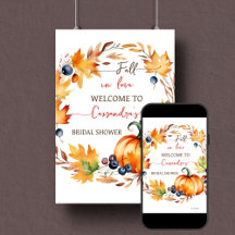 Herbst in Liebe Kürbis Brautparty Begrüßungszeiche