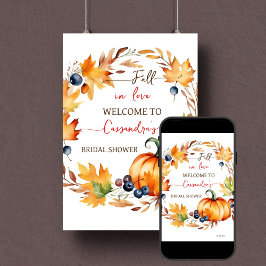 Herbst in Liebe Kürbis Brautparty Begrüßungszeiche Poster