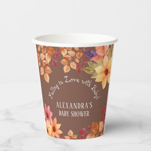 Herbst in Liebe Mocha Herbstdusche Pappbecher (Vorderseite)