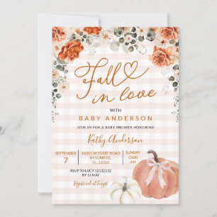 Herbst in Liebe Orange Gingham Pumpkin Baby Shower Einladung