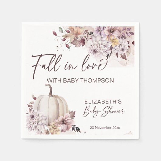 Herbst in Liebe pastellfarbene boho Kürbis Babydus Serviette (Vorderseite)