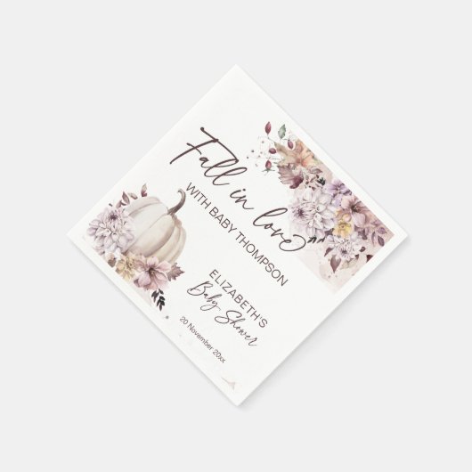 Herbst in Liebe pastellfarbene boho Kürbis Babydus Serviette (Ecke)