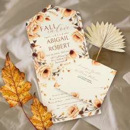 Herbst in Liebe Pfirsich Blumenkiefernholz All In One Einladung