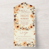 Herbst in Liebe Pfirsich Blumenkiefernholz All In One Einladung (Innen Boden)