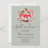 Herbst in Liebe Pilze grün rustikale Foto Hochzeit Einladung (Vorderseite)
