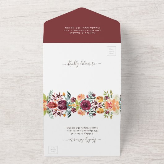 Herbst in Liebe Pumpkin Botanische Blütengoldverhe All In One Einladung (Außenbereich)