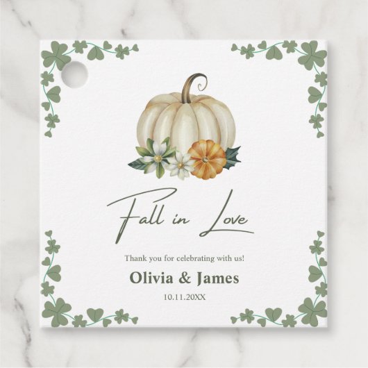 Herbst in Liebe Pumpkin Greenery Sage Green Weddin Geschenkanhänger (Vorderseite)