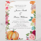 Herbst in Liebe Pumpkin Pink Fall Florals Hochzeit Flyer (Vorne)