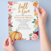 Herbst in Liebe Pumpkin Pink Fall Florals Hochzeit Flyer (Hand)