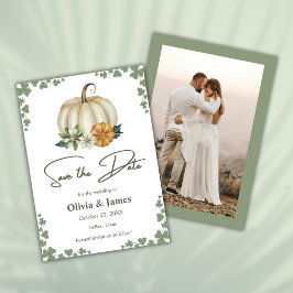 Herbst in Liebe Pumpkin Sage Green Foto Hochzeit Save The Date
