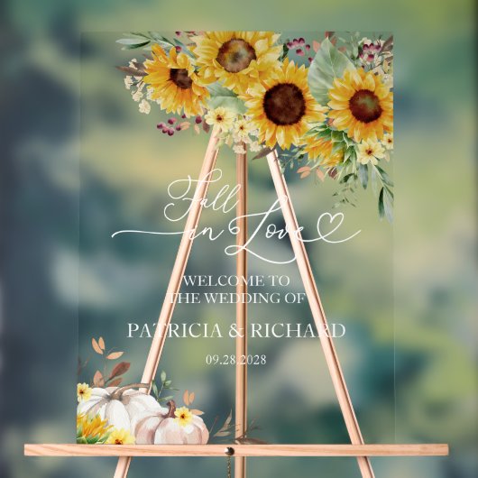 Herbst in Liebe Pumpkin Sonnenblumen Hochzeit Will Acrylschild (Neutral)