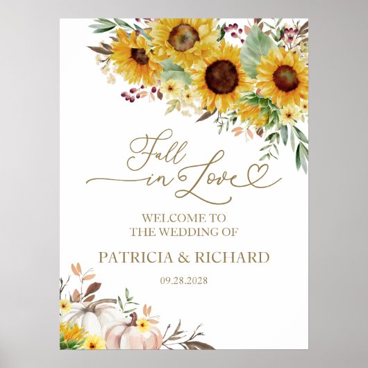 Herbst in Liebe Pumpkin Sonnenblumen Hochzeit Will Poster (Vorne)