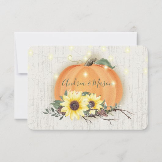 Herbst in Liebe Pumpkin Sonnenblumen & Lichter Hoc Einladung (Rückseite)