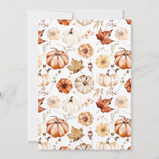 Herbst in Liebe Rostcreme Pumpkin Hochzeit Einladu Einladung (Rückseite)