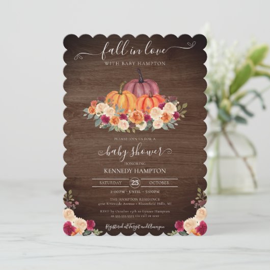 Herbst in Liebe - rustikale Pumpkin Herbstdusche I Einladung (Stehend Vorderseite)