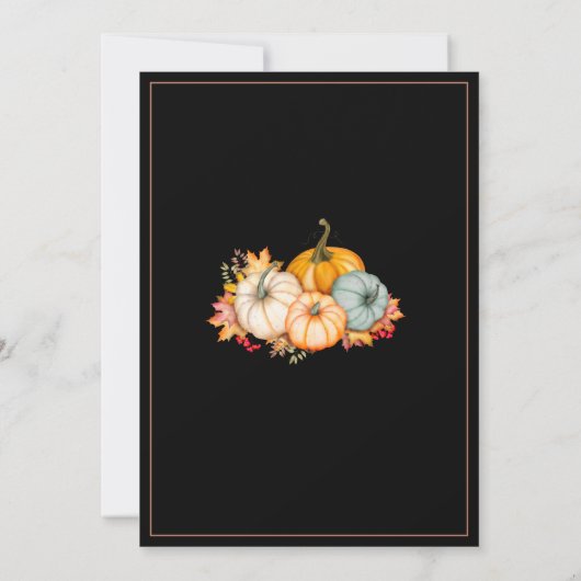 Herbst in Liebe Schwarzer Herbst Pumpkins Hochzeit Einladung (Rückseite)