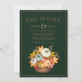 Herbst in Liebe Smaragdgrüne Herbstkürbis Hochzeit Einladung (Vorderseite)