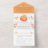 Herbst in Liebe Wasserfarbenkürbis Herbst Hochzeit All In One Einladung (Innen Boden)