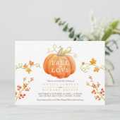 Herbst in Liebe Wasserfarbenkürbis Herbst Hochzeit Einladung (Stehend Vorderseite)