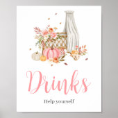Herbst in Love Pink Pumpkin Drinks Kinderdusche Poster (Vorne)