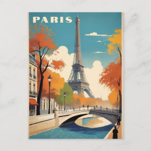 Herbst in Paris Frankreich Eiffelturm Retro Reisen Postkarte