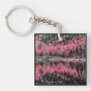 Herbst in rosa Acrylglas-Schlüsselanhänger Schlüsselanhänger