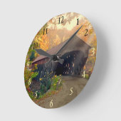 Herbst in Vermont Bridge Clock Runde Wanduhr (Winkel)