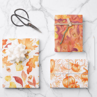 Herbst in Watercolor-Umhüllungsblättern Geschenkpapier Set