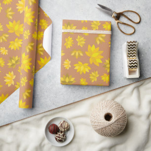 Herbst Inspiriert Goldene Blume für Herbst Nahtlos Geschenkpapier