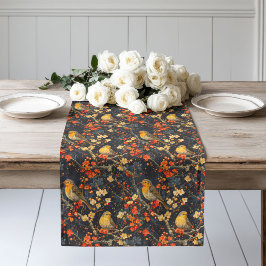 Herbst Inspiriert Läufer mit Vögeln und Gartenblüt