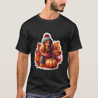 Herbst Irish Setter Hund Besitzer Liebhaber Kürbis T-Shirt