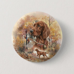 Herbst Irish Setter und Fasanenjagd Kunst Button