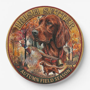 Herbst Irish Setter und Fasanenjagd Kunst Pappteller