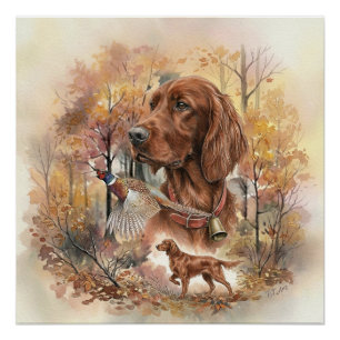 Herbst Irish Setter und Fasanenjagd Kunst Poster