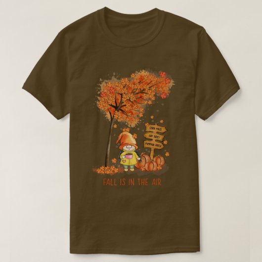 Herbst ist im Luftherbstgarten Gnome und Blätter T-Shirt (Design vorne)